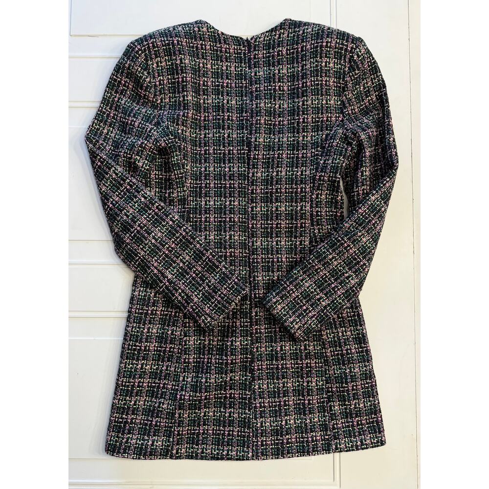 Zara Womens Sz M Black Tweed Metallic Rhinestone Safety Pin Blazer Mini Dress - Picture 8 of 9